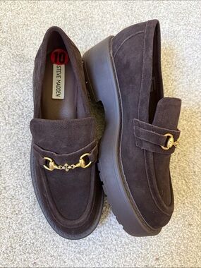 Steve Madden Dark Brown Suede Bit Loafers